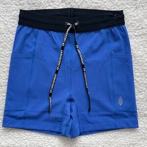 Free People NWOT Women's Blue Active Shorts with Black Waistband